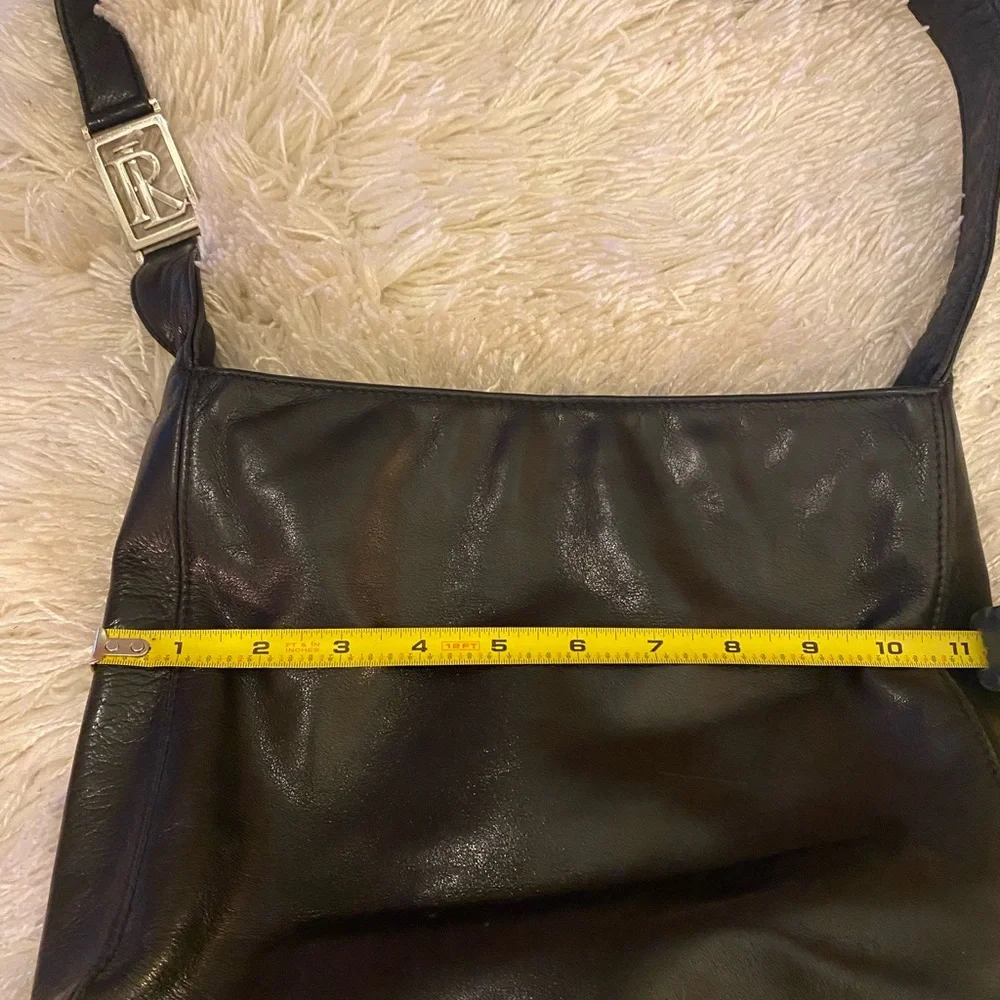 Rugby Ralph Lauren Black Leather Shoulder Bag with Curved Strap - Picture 4 of 9